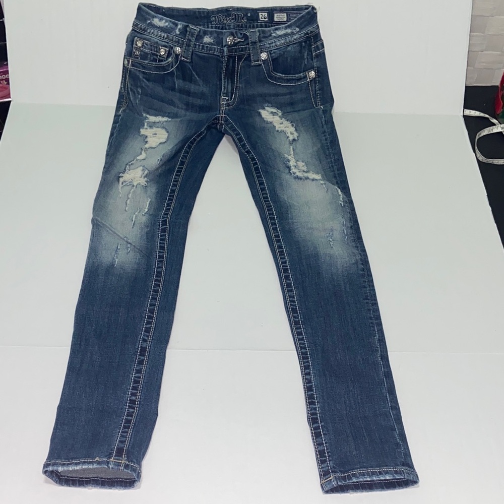 Miss Me Women’s Size 26 Dark Blue Distressed Skinny Jeans